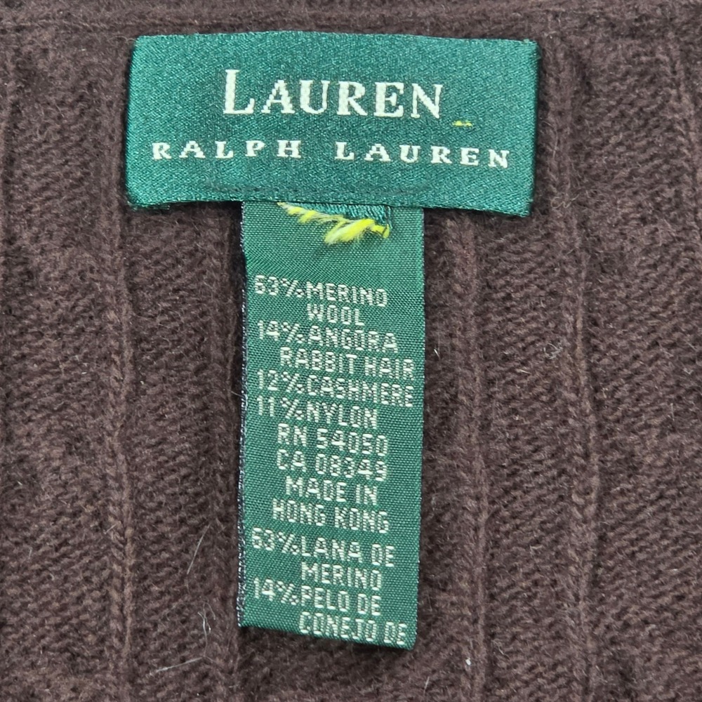Lauren Ralph Lauren Sweater Vest Womens L Brown Excellent Merino Angora Cashmere - Picture 6 of 9